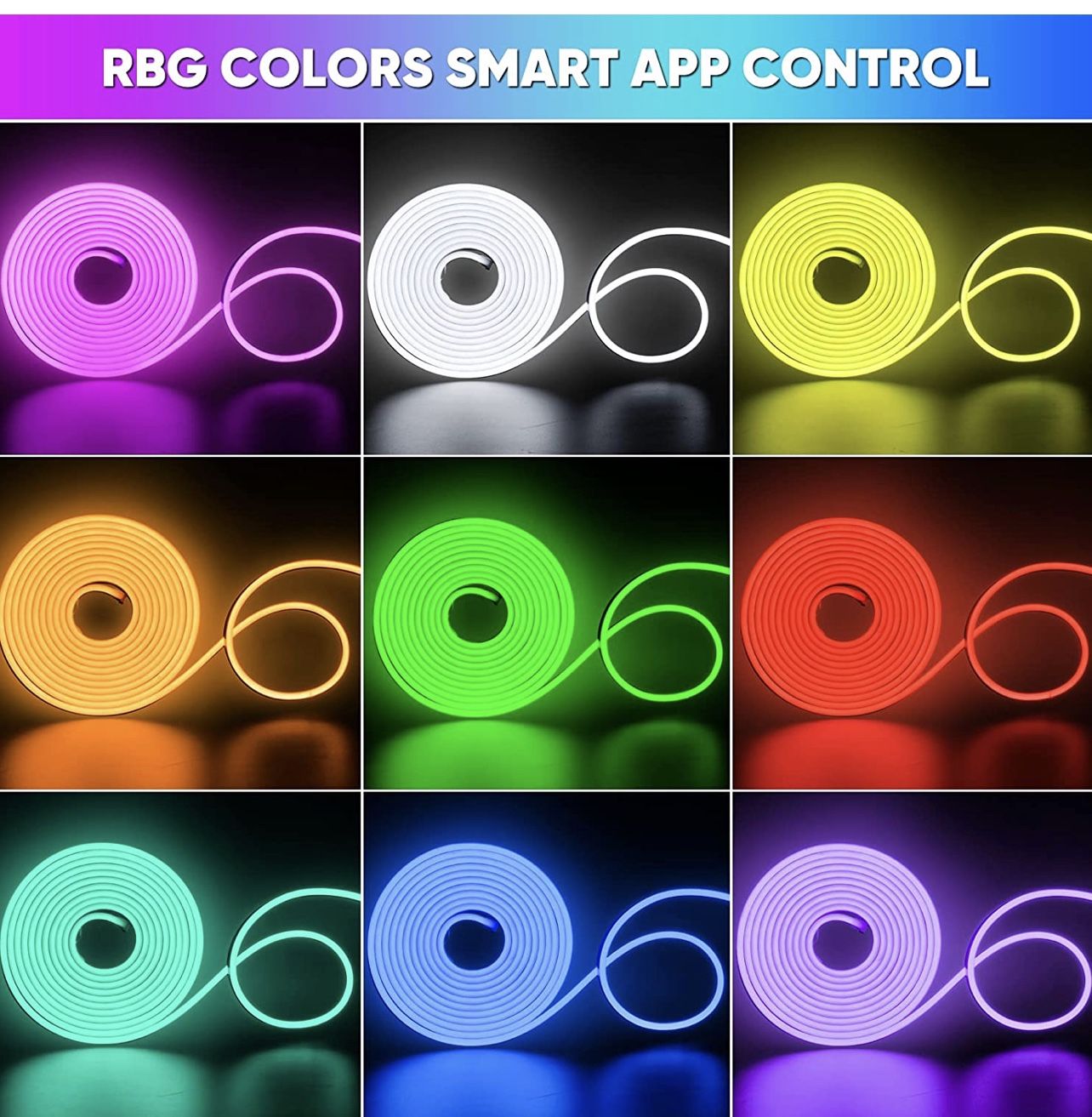 12V RGB Neon Rope Light, 16.4FT Silicone - photo 3