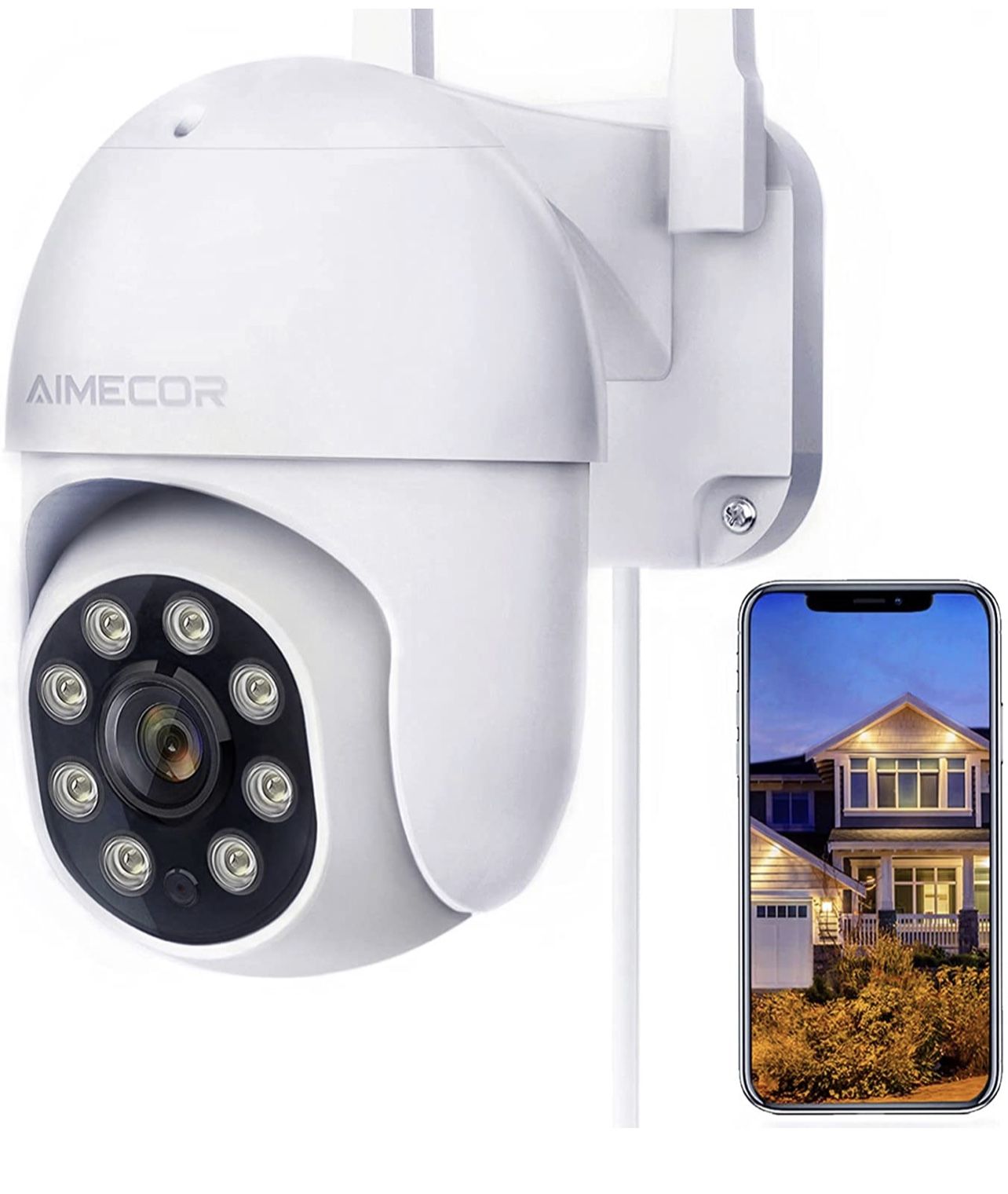 Outdoor Security Camera, FHD 1080P Pan/Tilt WiFi