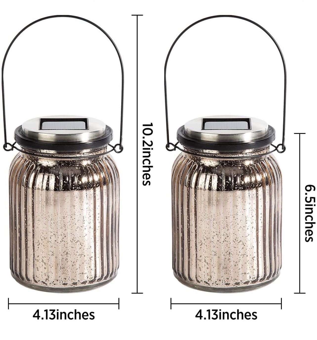 Solar Mercury Glass Jar Lights, 2 Pack