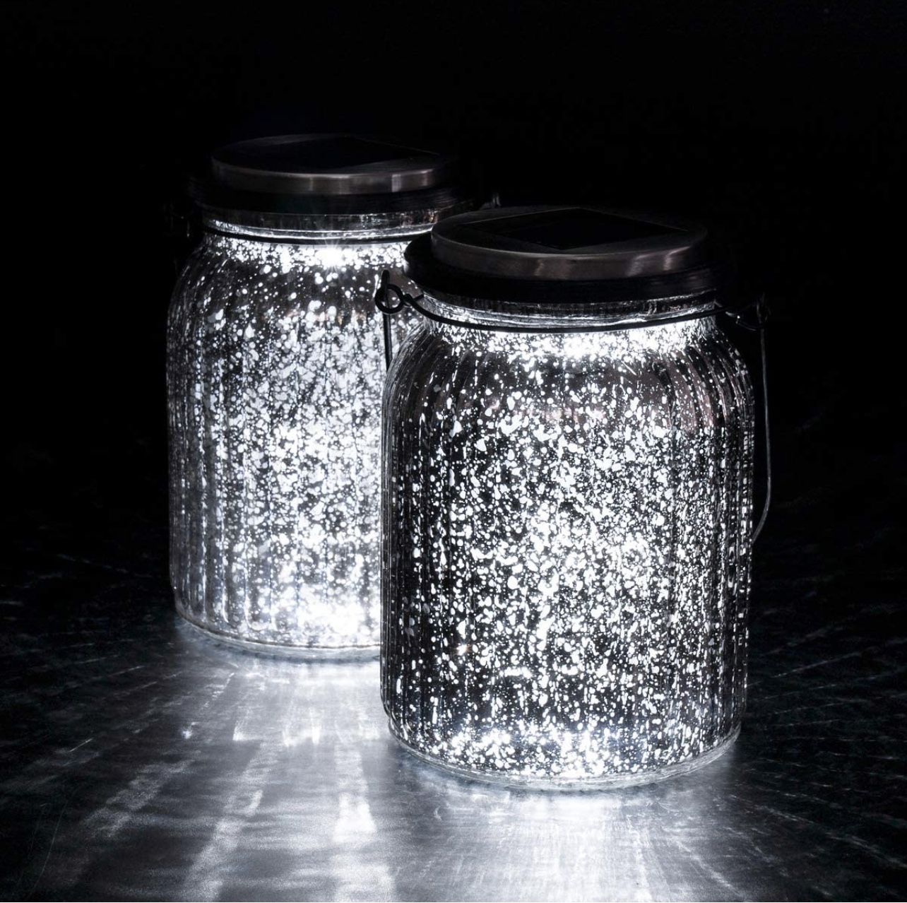 Solar Mercury Glass Jar Lights, 2 Pack - photo 2