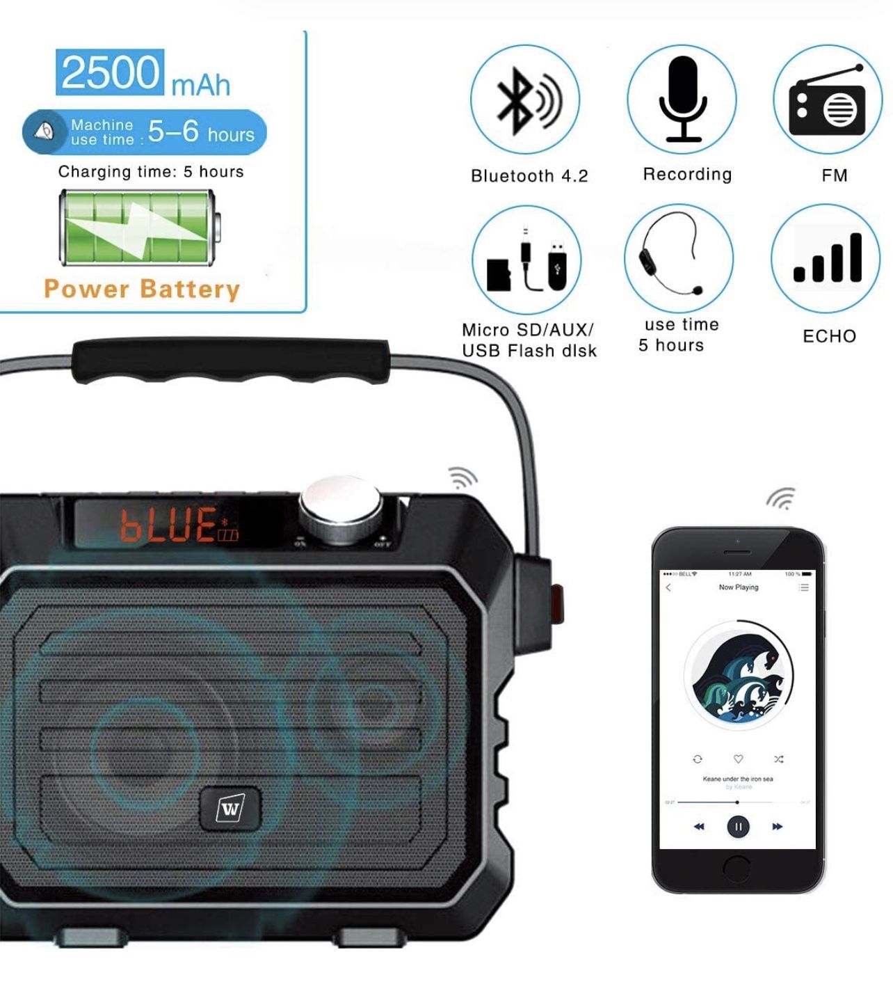 New In Box Portable PA Speaker w/ Bluetooth Mic - photo 3