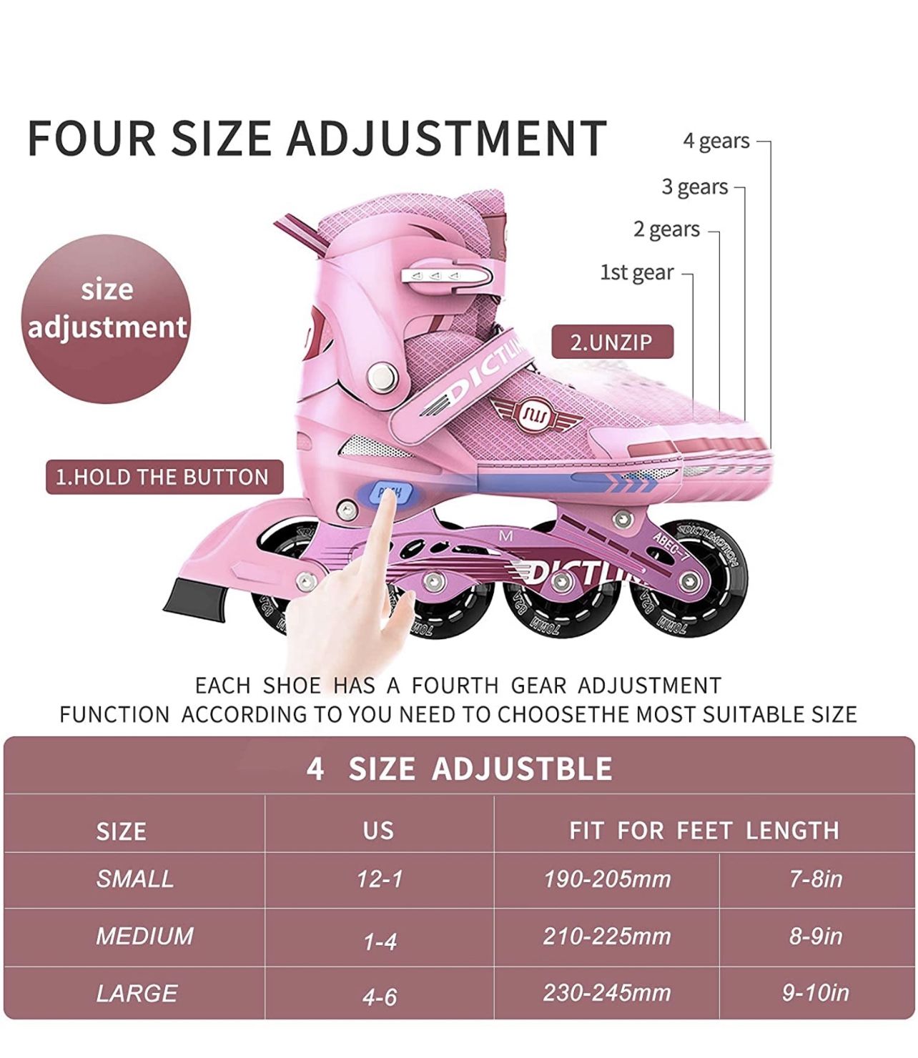New In Box Inline Roller Skates For Girls (12C -1Y US) - photo 2