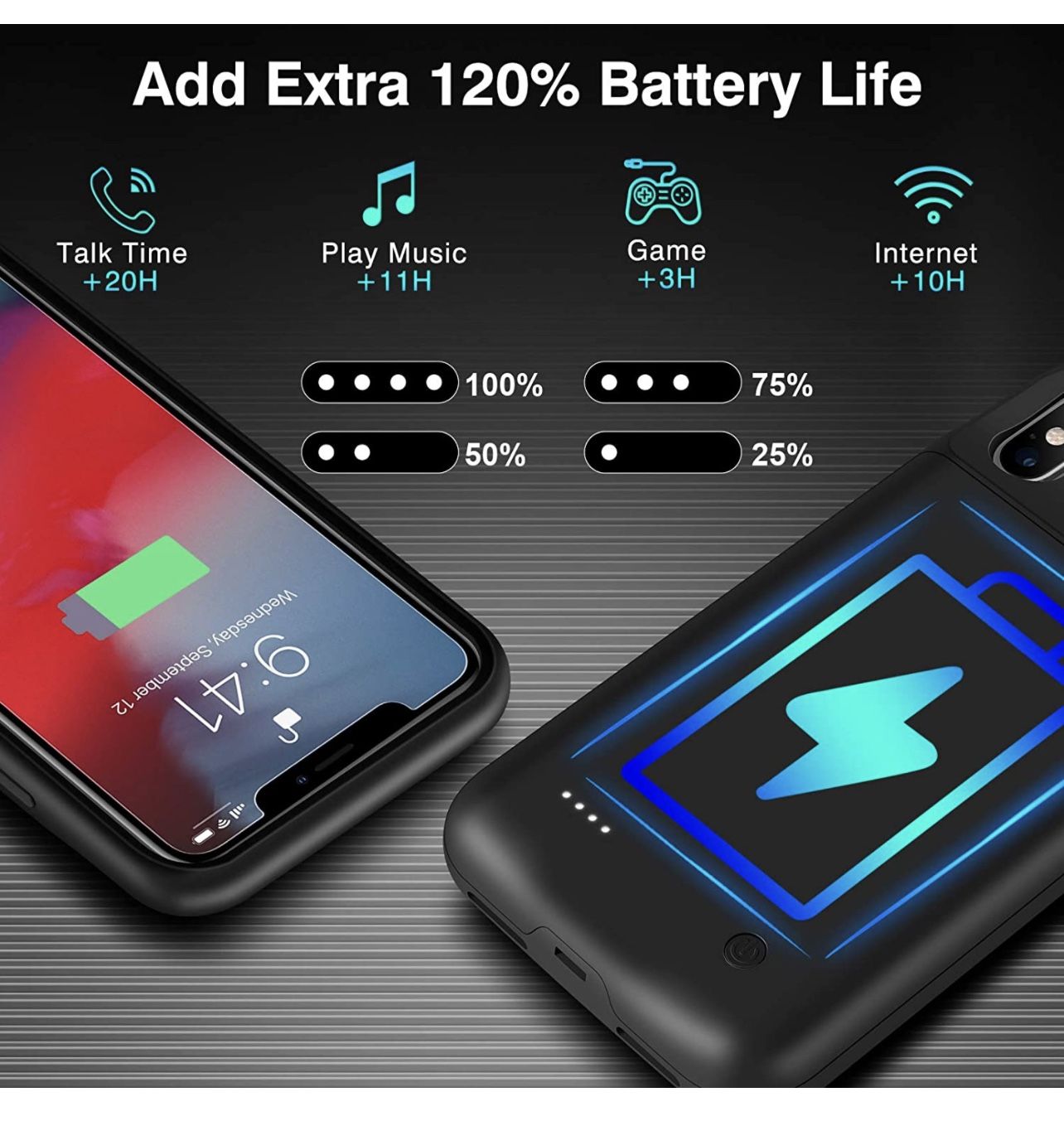 iPhone X/XS Battery Case, 3200mAh Slim Portable Charger - photo 2
