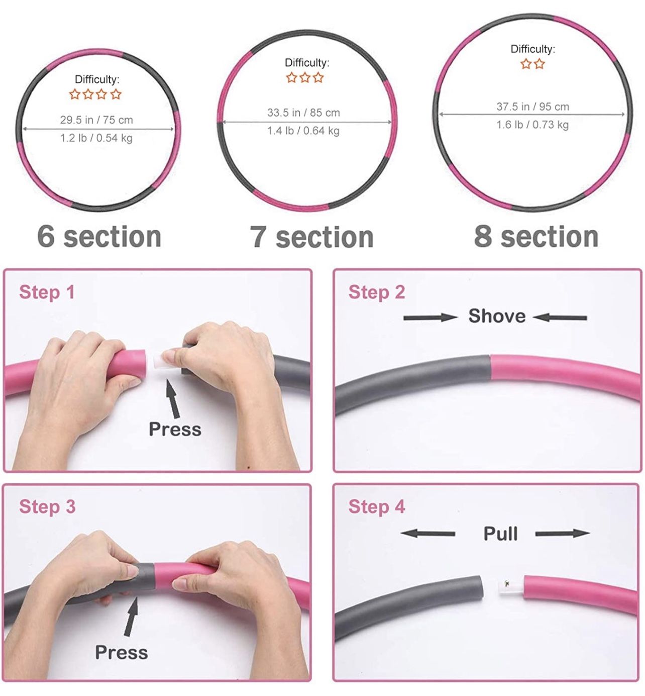 Weighted Hula Hoop with Resistance Bands - Detachable - photo 2