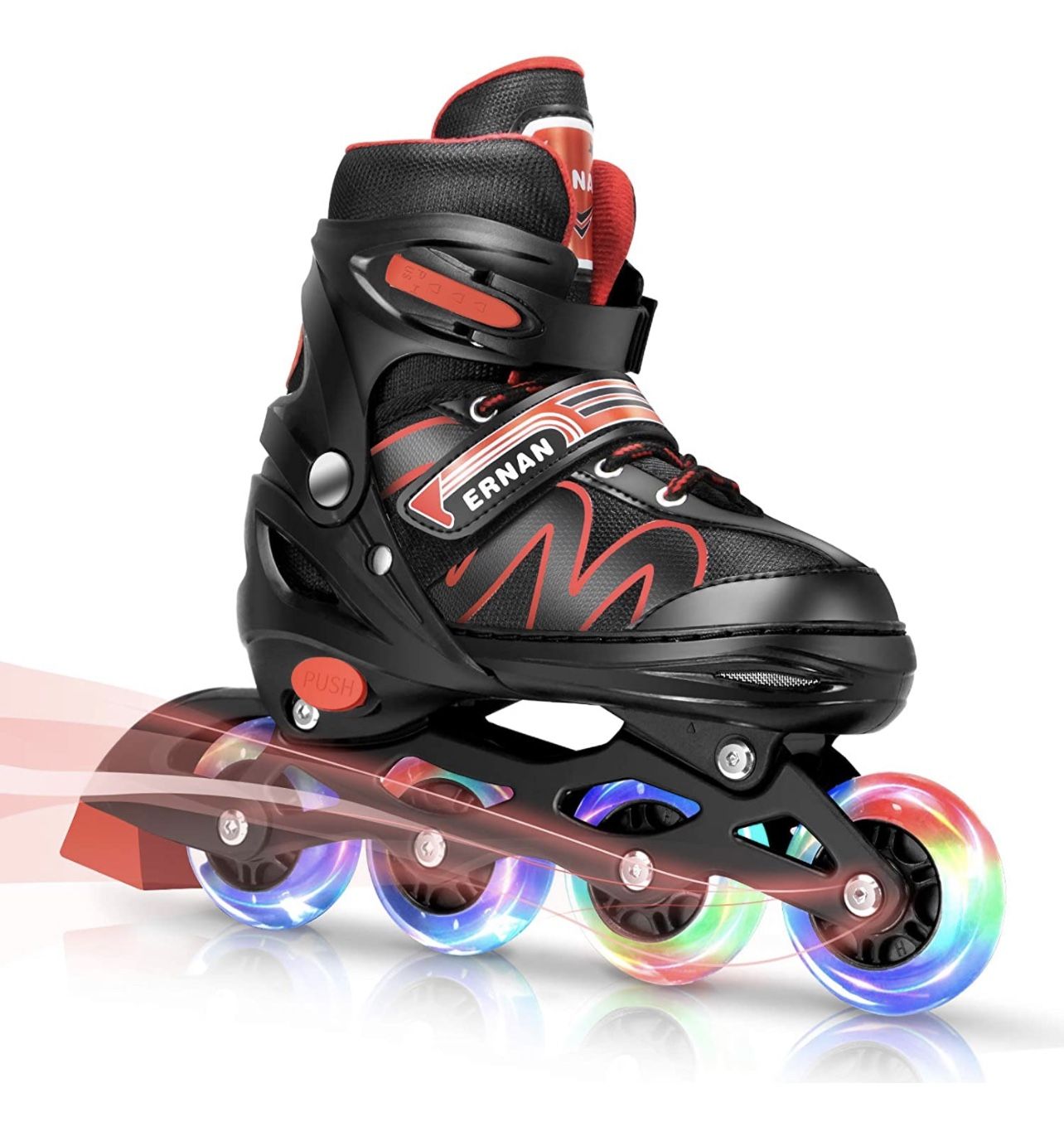 Adjustable Inline Skates For Big Kids (Size M, Red)