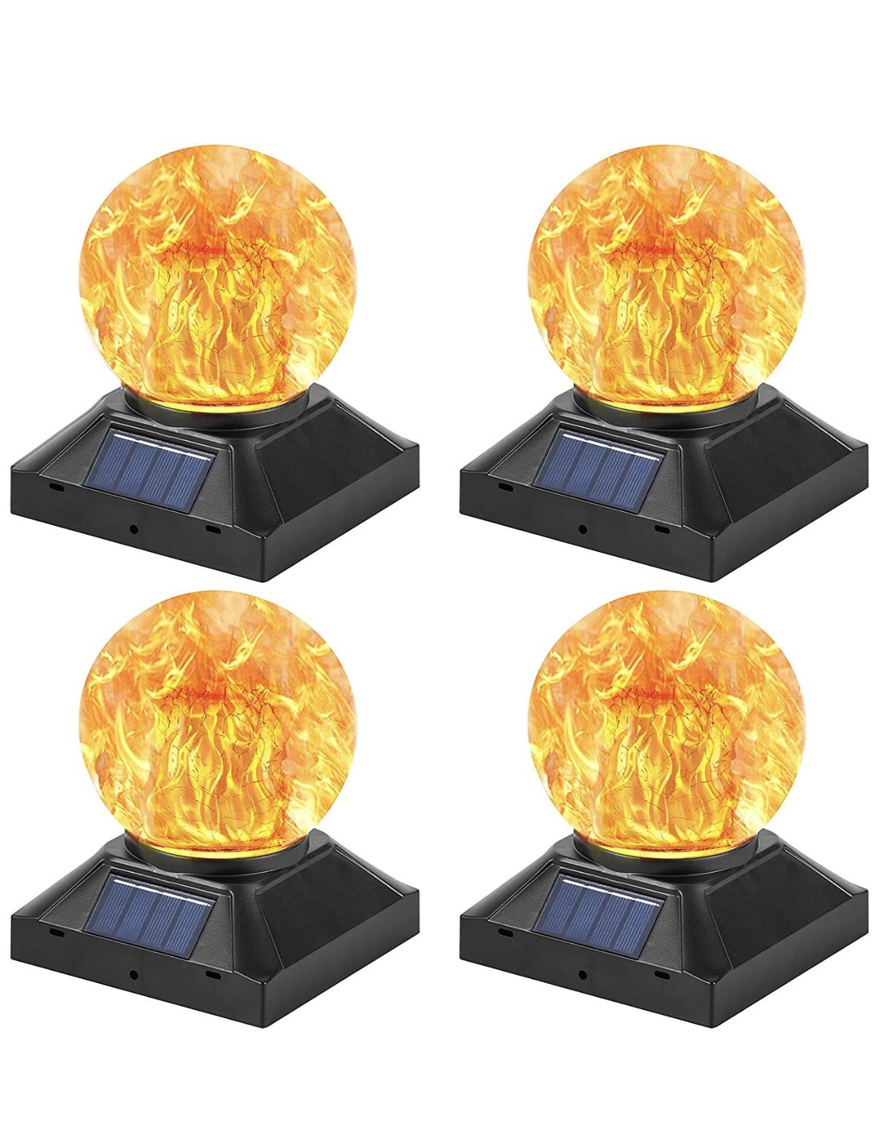 New Solar Post Cap Flickering Flame Lights - 2 Pcs