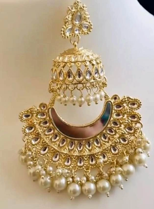 White pearl jhumka earrings