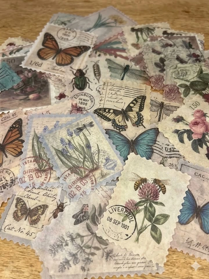 Vintage-Style Faux Stamps Paper Ephemera Pack - Junk Journal - photo 2