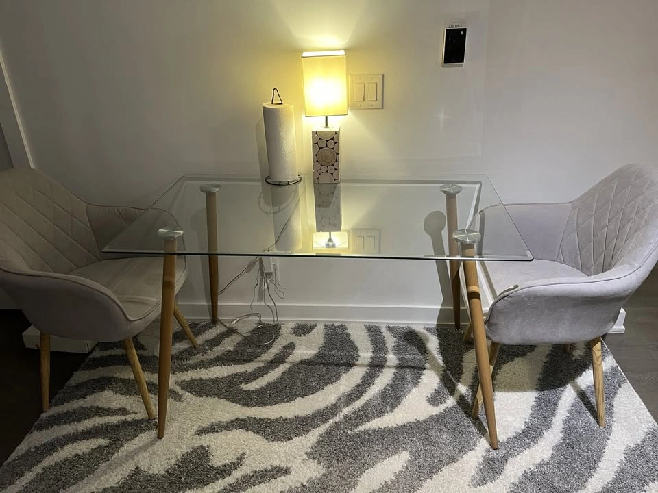 Bacyion Modern Glass Dining Table - 47.2”L x 27.5”W x 29.5”H - photo 2