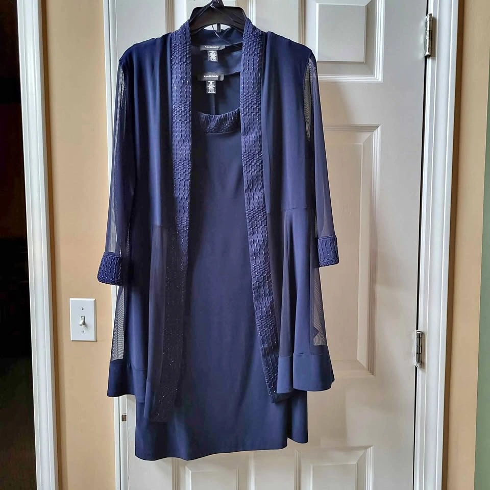 Women's 2-Piece Navy Dress & Jacket Set - Size 12