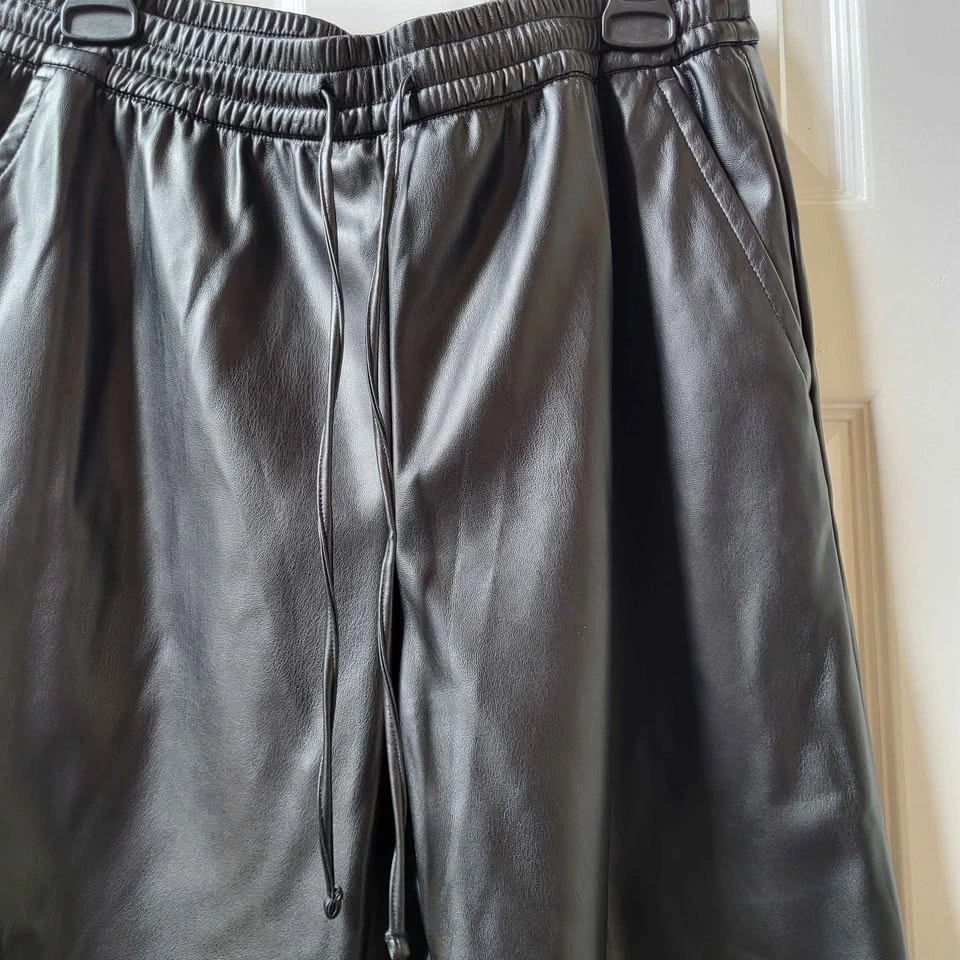Gap Faux Leather Pants Pull On Elastic Waist Black High Rise Siz - photo 5