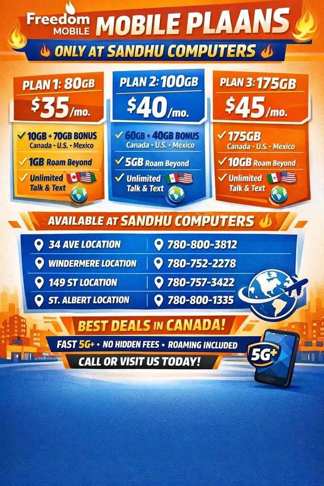 Freedom Mobile Plans - Sandhu Computers