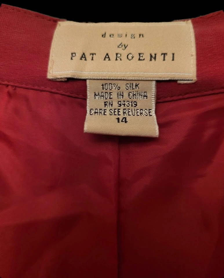 Pat Argenti Women Lined Red Pants Trousers 100% Silk Size 14 - photo 4