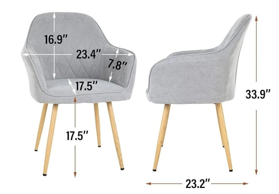 FDW Light Grey Upholstered Accent Dining Chairs (2) with Arms - photo 4