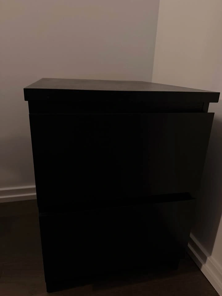 IKEA STORKLINTA Black 2-Drawer Nightstand / Storage Unit - photo 2