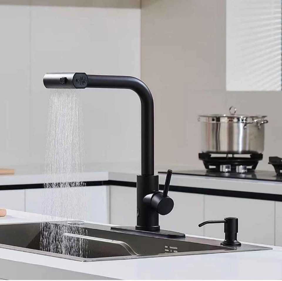 AVSIILE Matte Black Touchless Kitchen Faucet w/ Sprayer & Soap D - photo 2