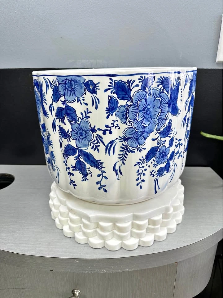 Blue White Floral Ceramic Planter