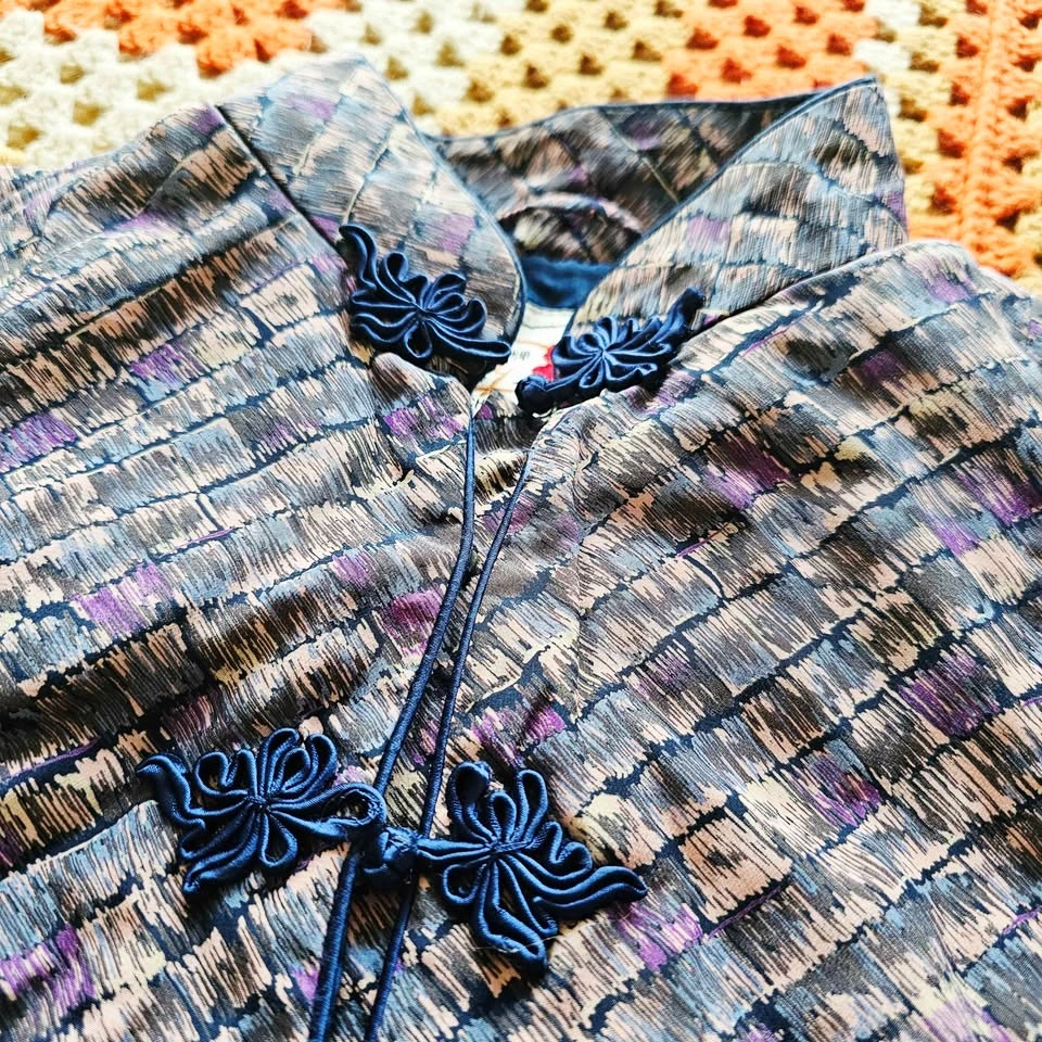 90s 100% Silk Vintage Chinese Tang Jacket Peony Brand - photo 2