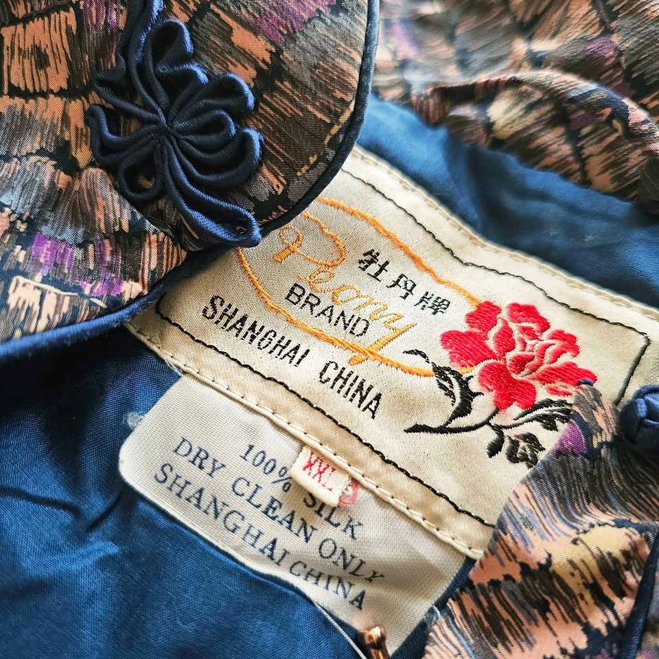 90s 100% Silk Vintage Chinese Tang Jacket Peony Brand - photo 4
