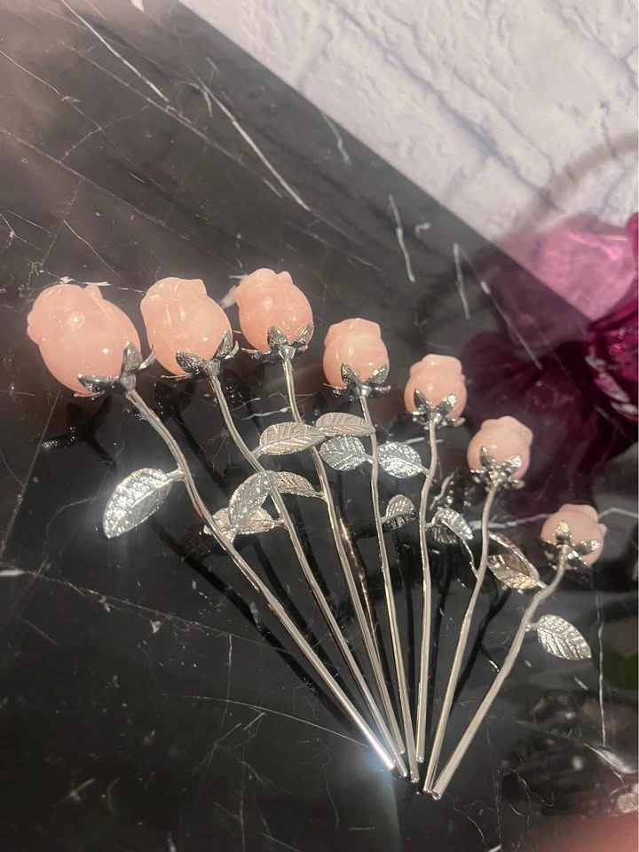 Rose Quartz Crystal Rose Flower - Mother's Day Gift