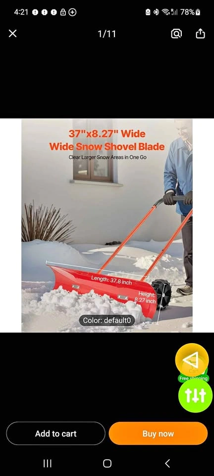 Wheeled snow shovel