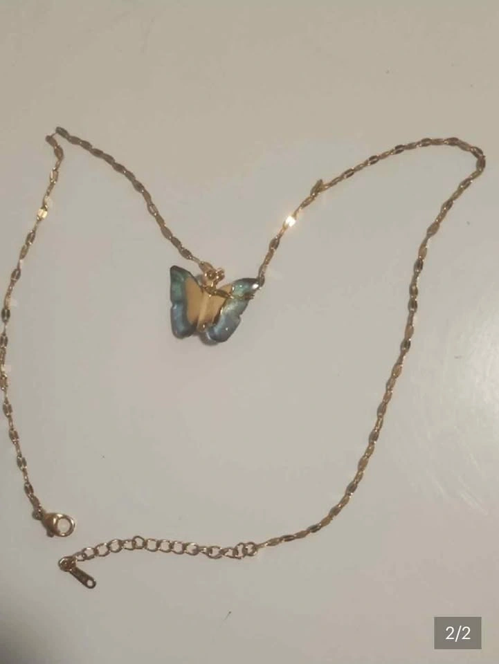 Gold Plated Butterfly Pendant Necklace - 17.25" - photo 2