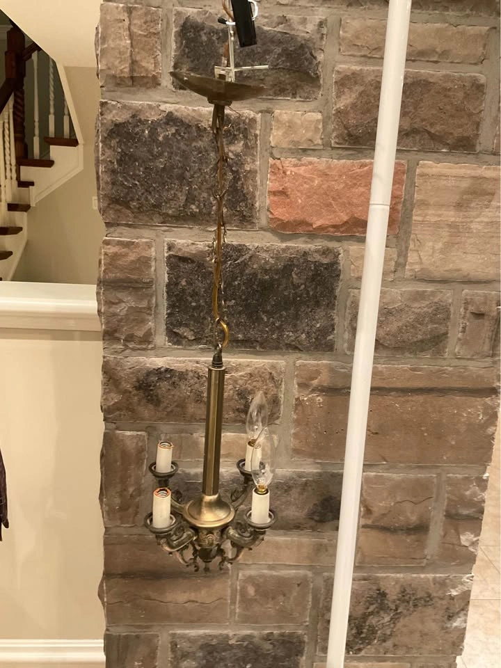 Vintage French Empire 4 Arm Light Fixture - Antique Brass - photo 2