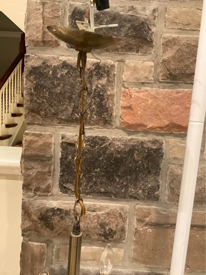 Vintage French Empire 4 Arm Light Fixture - Antique Brass - photo 4