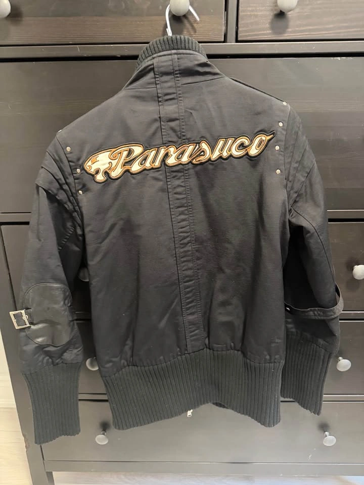 Vintage Parasuco Moto Bomber Jacket Black Y2K Studded Logo Mediu - photo 2