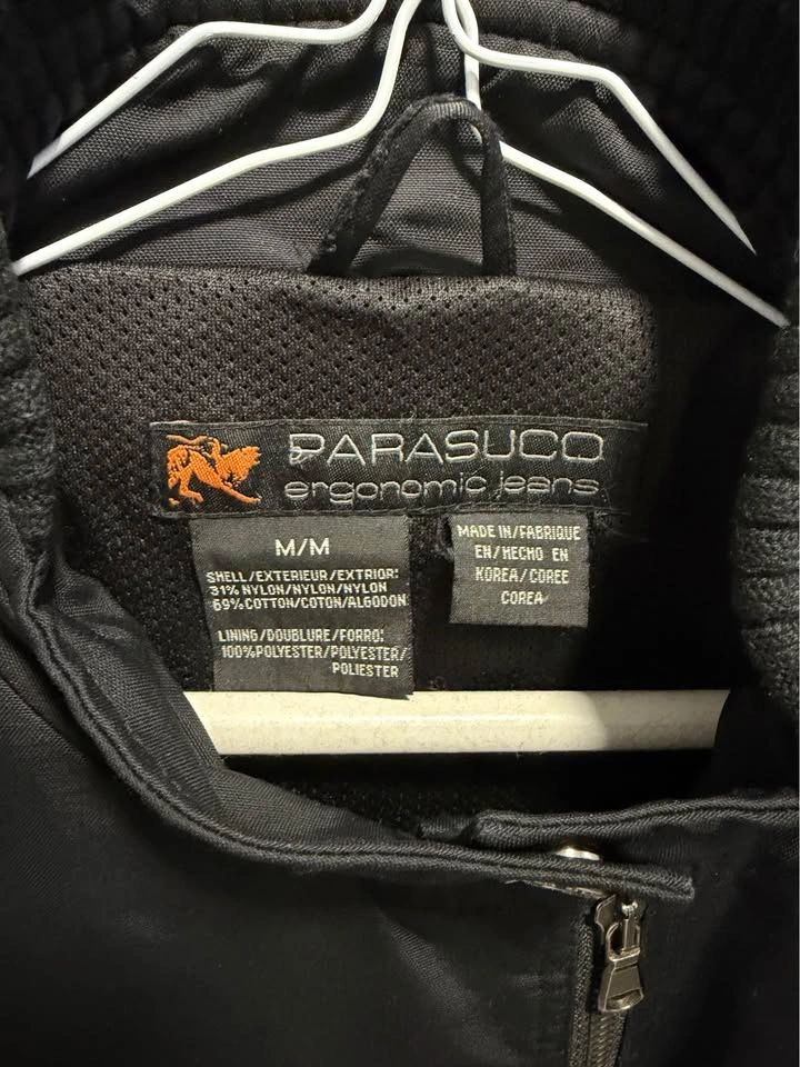 Vintage Parasuco Moto Bomber Jacket Black Y2K Studded Logo Mediu - photo 5