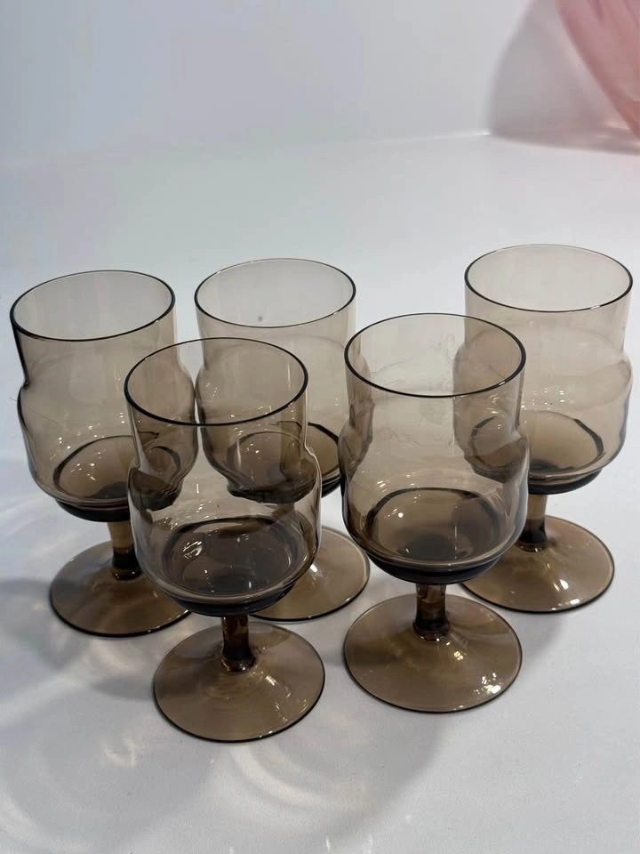 Smoked / amber-brown glassy set of 5 - photo 2
