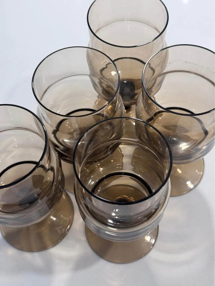 Smoked / amber-brown glassy set of 5 - photo 3