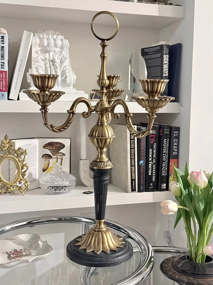 Vintage Brass 3 Arm Candle Holder