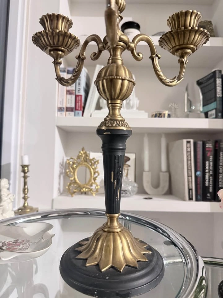 Vintage Brass Candlestick, 3 Arm Candle Holder - photo 2