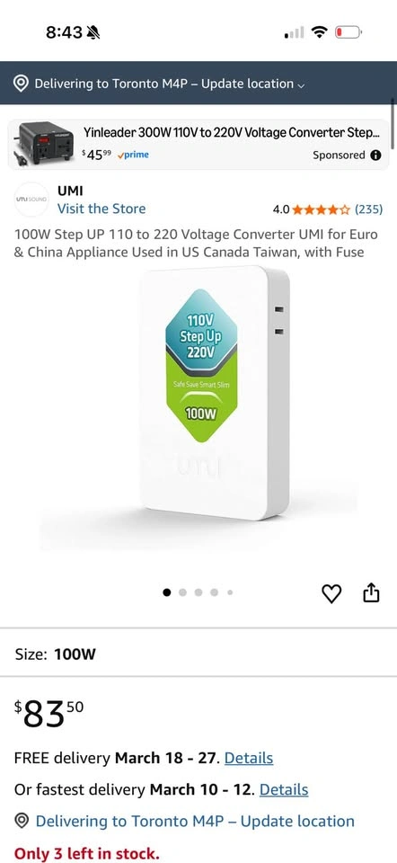 100W Step UP Voltage Converter for Euro & China Appliances - photo 4