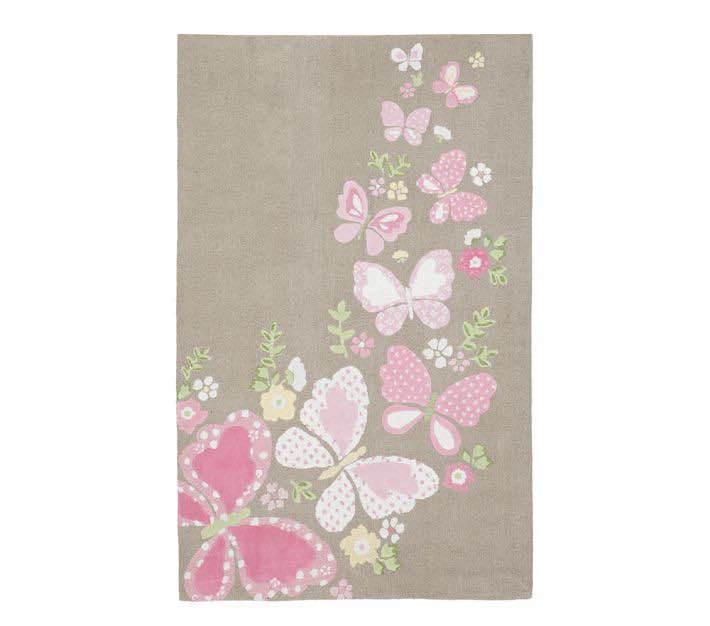 Pottery Barn Kids Camille Butterfly Rug • 8x10 • Wool • Pink Flo - photo 2