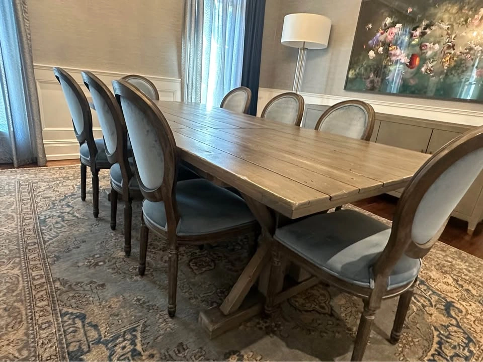 Urban Barn Solid Wood Extendable Table - 8ft Trestle Base - photo 3