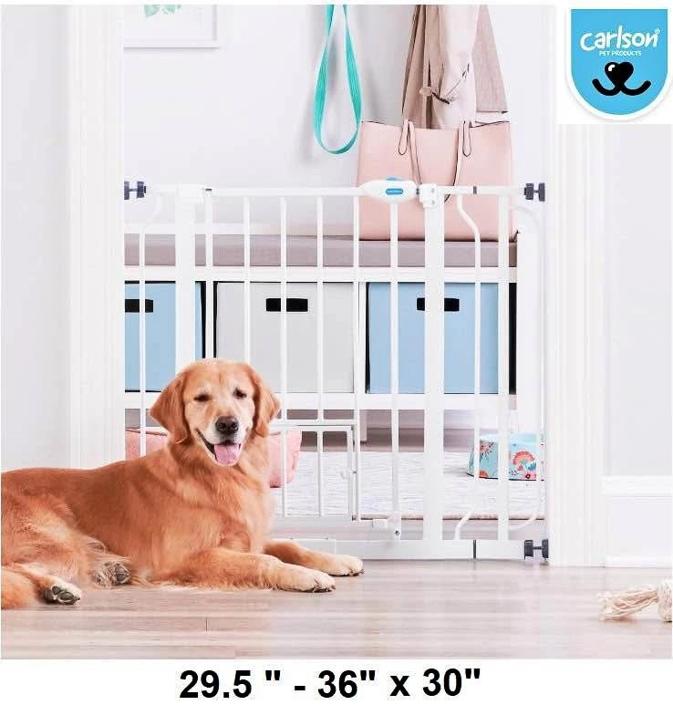 NEW CARLSON EXTRA WIDE PET GATE WITH SMALL PET DOOR