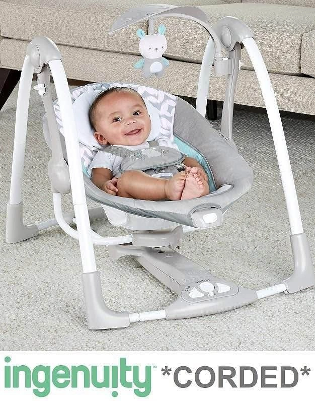 Brand New Portable Baby Swing (0-9m) - Grey