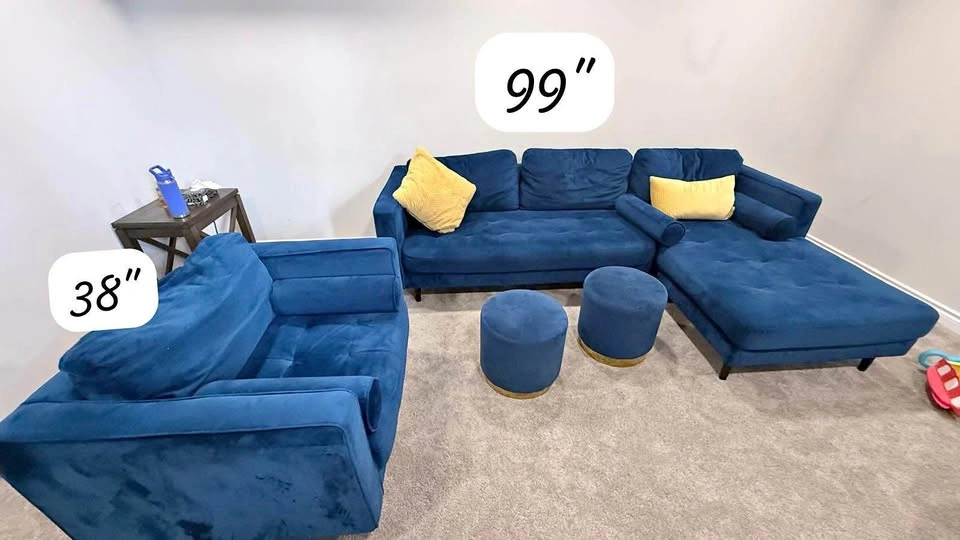 Modern Blue Living Room Set