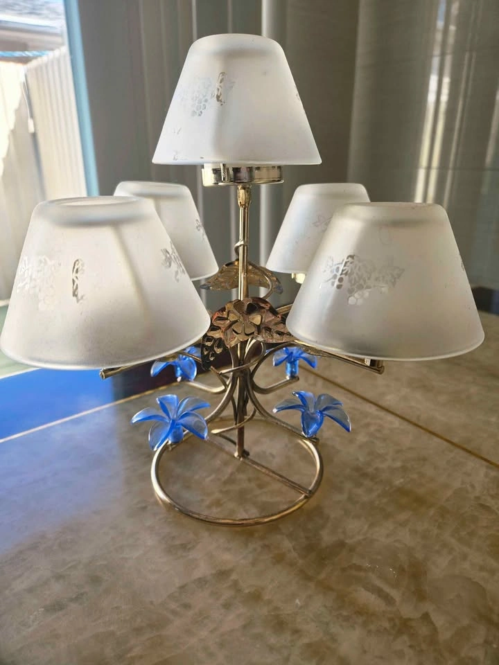 Decorative Candle Holder Centerpiece Blue Floral Design🌱