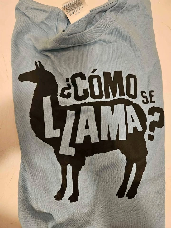 New - Adult XL - ¿Cómo se Llama? Light Blue Shirt
