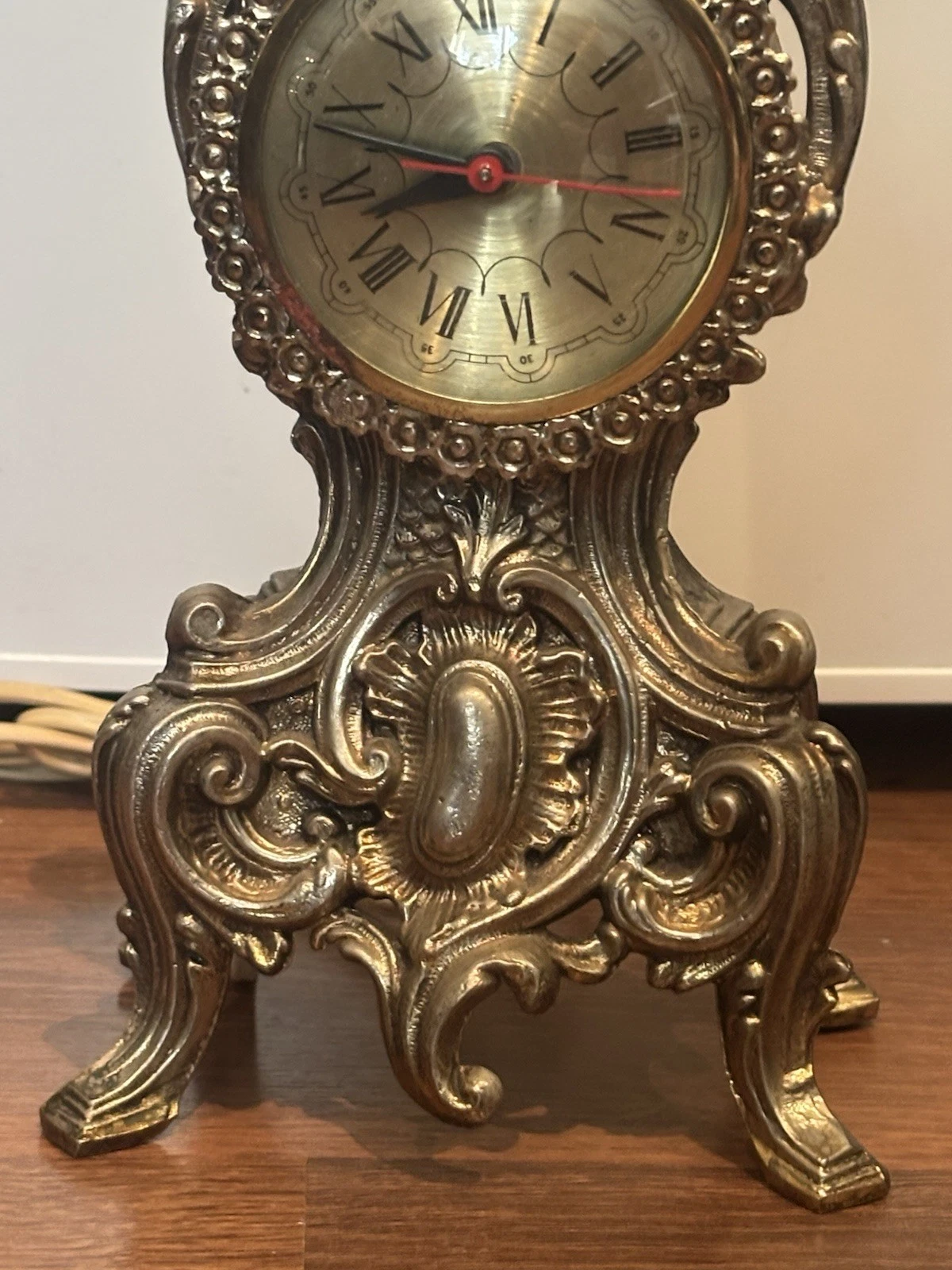 Vintage Ornate Rococo Electric Mantel Clock Cast Metal Baroque S - photo 3