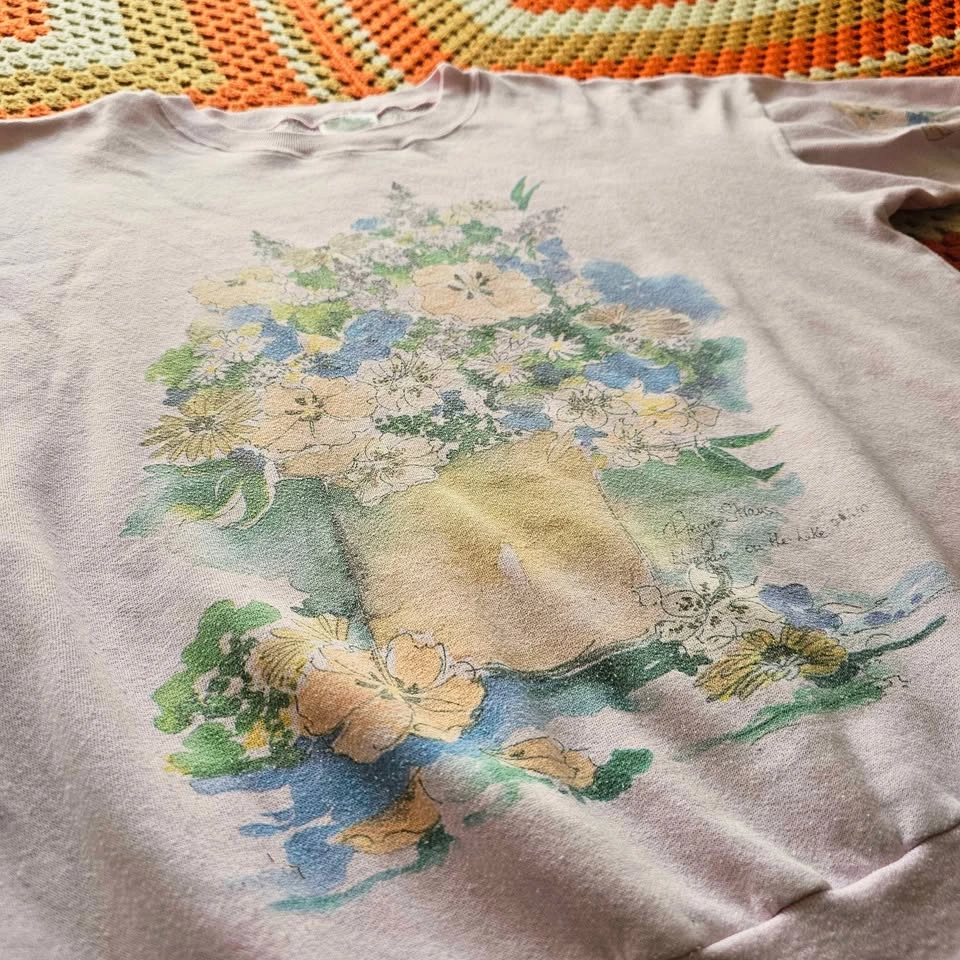 Vintage XXL Floral Art Print Sweatshirt Angie Strauss Niagara-on - photo 2