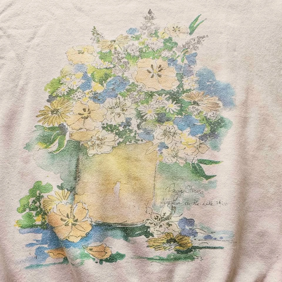 Vintage XXL Floral Art Print Sweatshirt Angie Strauss Niagara-on - photo 3