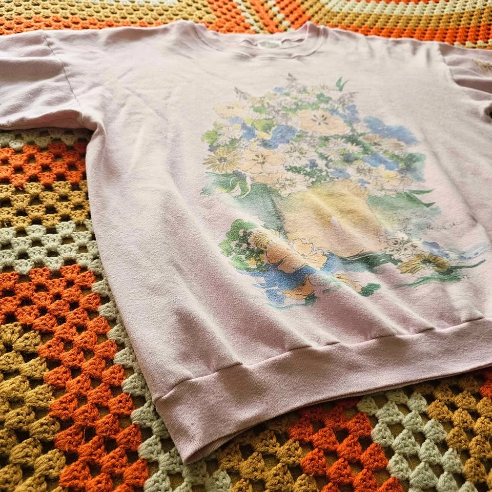 Vintage XXL Floral Art Print Sweatshirt Angie Strauss Niagara-on - photo 5