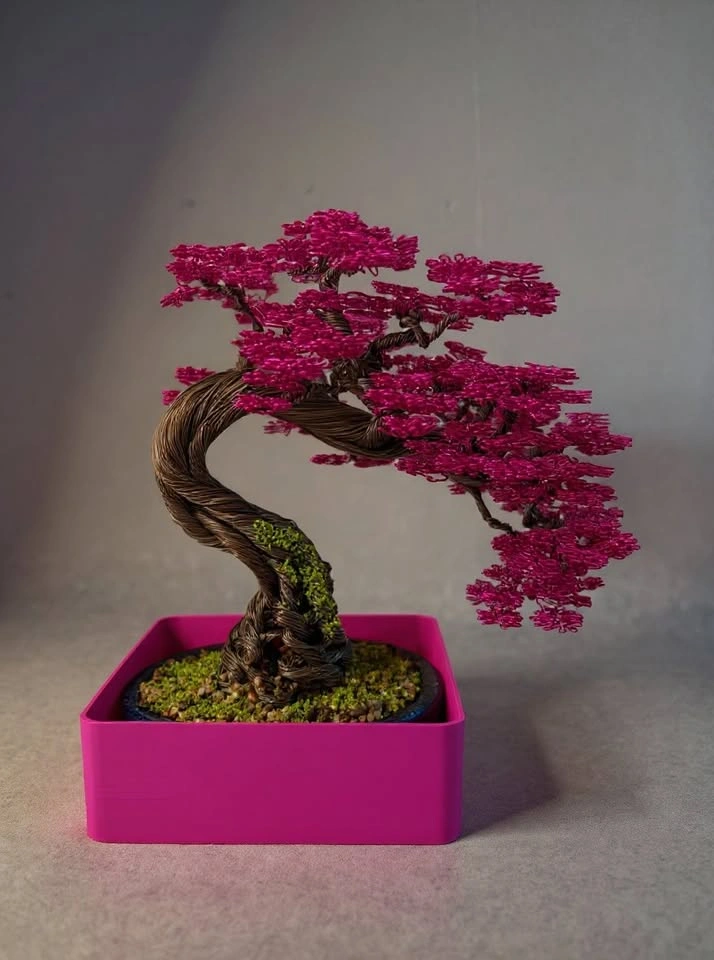 Aluminum Magenta Bonsai Tree (Hand Made) - photo 2
