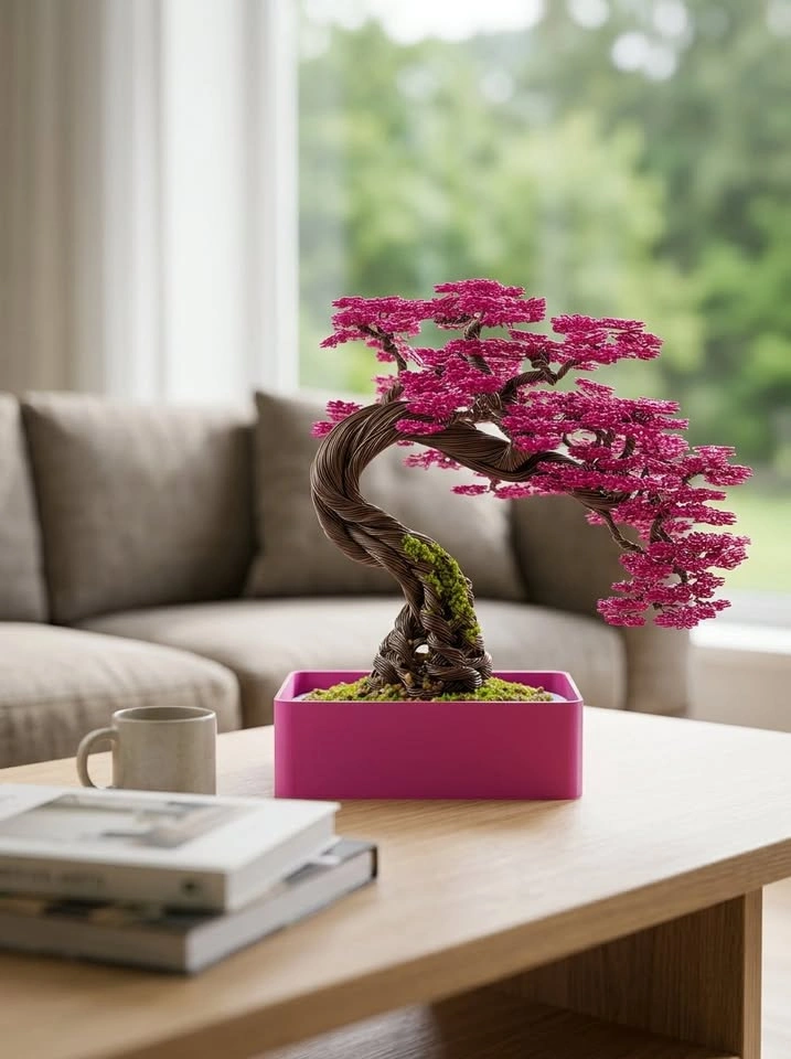Aluminum Magenta Bonsai Tree (Hand Made) - photo 3