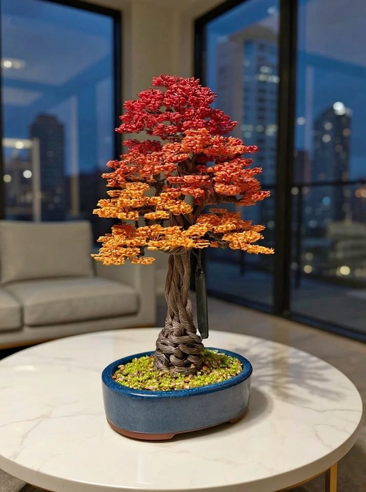 Autumn Aluminum Bonsai Tree (Handmade)