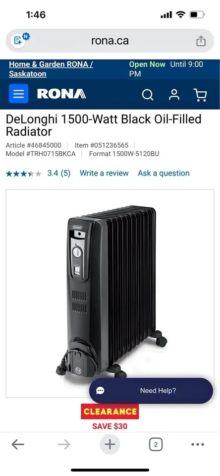 DE’LONGHI BLACK SPACEHEATER